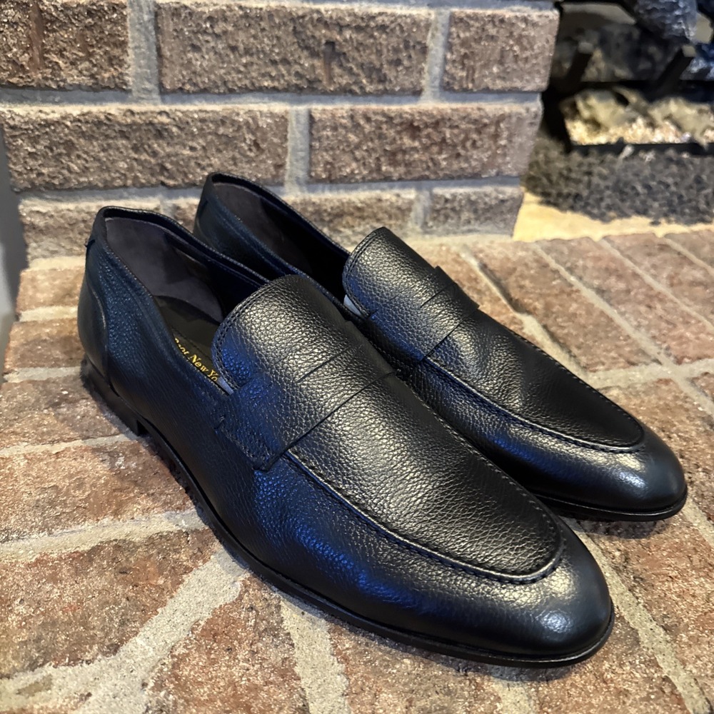 To Boot New York Deville Pebbled  Leather Penny Loafers in Black Men's Size 11